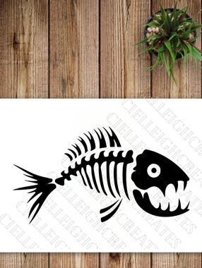 *2 for $20* Fish Skeleton Vinyl decal  sticker Handcrafted